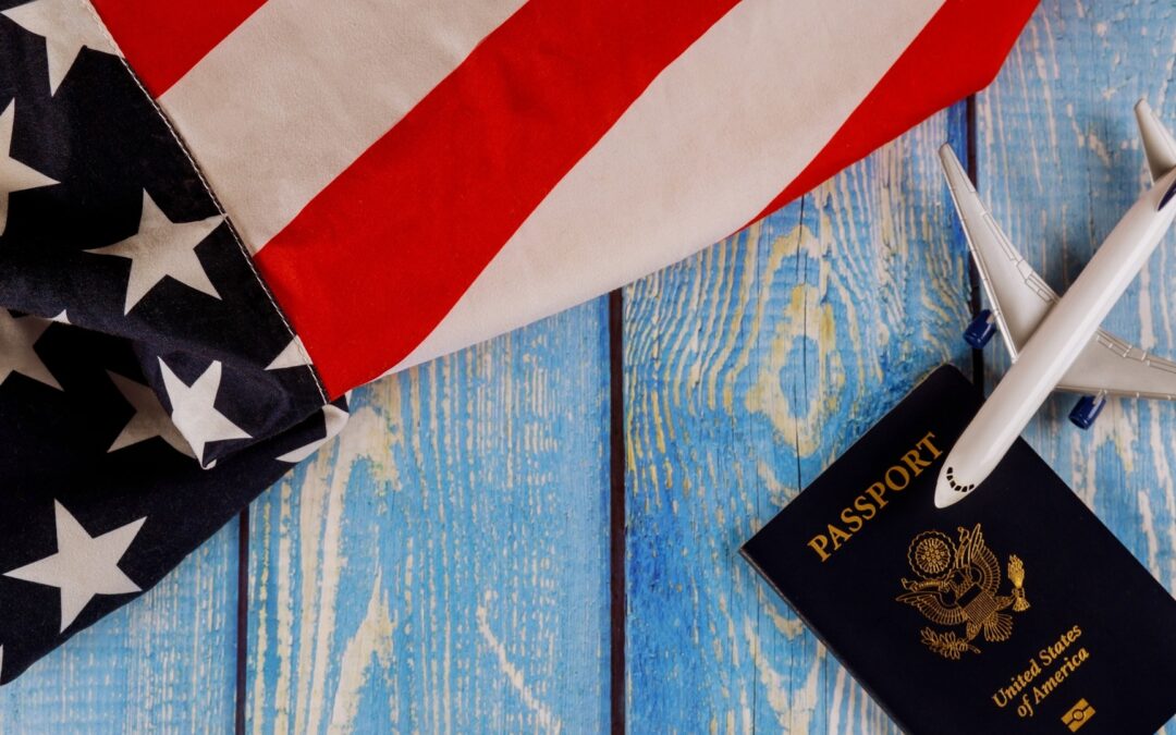 passport with American flag
