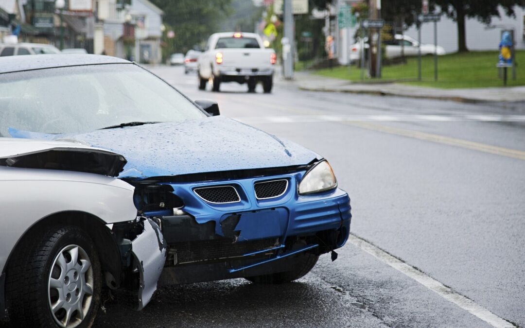 two cars in accident on road